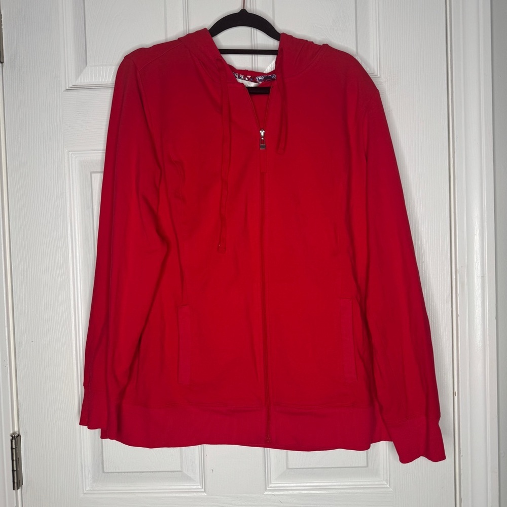 CHRISTOPHER & BANKS Woman’s Lightweight Red Zip Up Hoodie Size‎ L